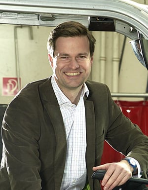 Max Devin auf Stapler